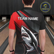 Load image into Gallery viewer, Custom Black And Red Shark Bowling Jerseys, Bowling Team Uniform Shark Men Polo Shirts IPHW8999