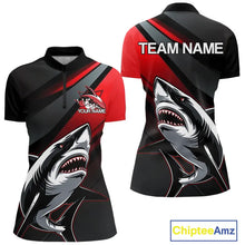Load image into Gallery viewer, Custom Black And Red Shark Bowling Jerseys, Bowling Uniform Shark Women Quarter-Zip Shirt IPHW8999