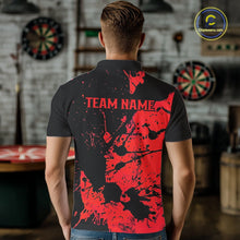 Load image into Gallery viewer, Custom Name Black And Red Splatter Darts Shirts For Men, Dart Team League Shirts IPHW10623