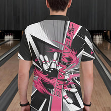 Load image into Gallery viewer, Custom Black And Pink Strike Bowling Men Polo Shirts, Bowling Team League Shirt With Name IPHW8758