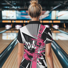 Load image into Gallery viewer, Custom Black And Pink Strike Bowling Women Quarter-Zip Shirts, Bowling Team Shirt With Name IPHW8758