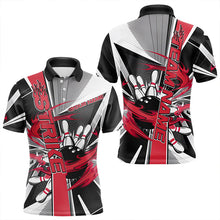 Load image into Gallery viewer, Custom Black And Red Strike Bowling Men Polo Shirts, Bowling Team League Shirt With Name IPHW8761