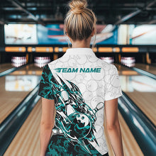 Load image into Gallery viewer, Custom Turquoise Blue Camouflage Bowling Women Polo Shirts, Team Uniform Bowler Outfit IPHW8772