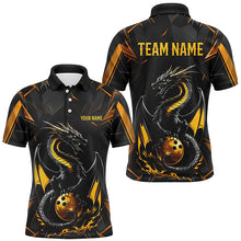 Load image into Gallery viewer, Custom Black And Gold Dragon Bowling Shirts For Men, Dragon Bowling Team Shirts Uniform IPHW7312