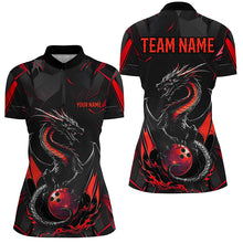 Load image into Gallery viewer, Custom Black And Red Dragon Bowling Shirts For Women, Dragon Bowling Team Shirts Uniform IPHW7313