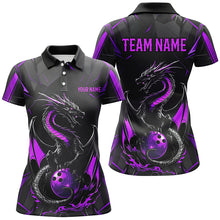 Load image into Gallery viewer, Custom Black And Purple Dragon Bowling Shirts For Women, Dragon Bowling Team Shirts Uniform IPHW7314