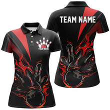 Load image into Gallery viewer, Custom Black And Red Flame Bowling Shirts For Women, Bowling League Shirts Team Jerseys IPHW7324