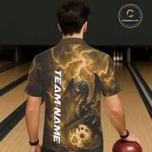 Load image into Gallery viewer, Custom Yellow Thunder Lightning Bowling Team Men And Women Hawaiian Shirt, Dragon Bowling Jerseys IPHW10198