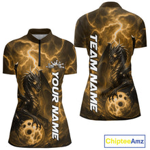 Load image into Gallery viewer, Custom Yellow Thunder Lightning Bowling Team Women Shirt, Dragon Bowling Jerseys IPHW10198