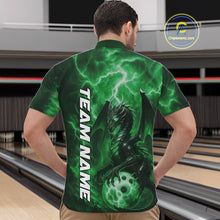 Load image into Gallery viewer, Custom Green Thunder Lightning Bowling Team Men Quarter-Zip Shirt, Dragon Bowling Jerseys IPHW10199