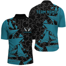 Load image into Gallery viewer, Custom Blue Bowling Team Shirts For Men And Women, Bowling Ball Pattern Bowlers Outfits IPHW6267