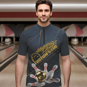 Custom Golden Bowling Shirts For Men, Flame Bowling Team Shirts Bowling Uniform IPHW7335