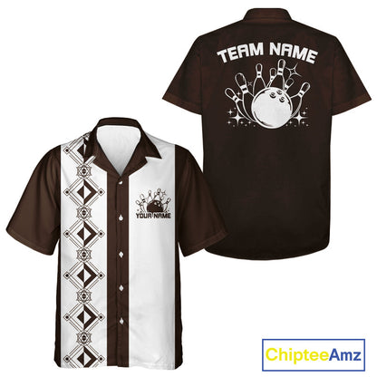 Custom Retro Bowling Button Up Shirt , Classic Vintage Bowling Team Hawaiian Shirt IPHW10072