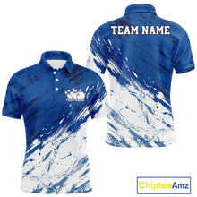Load image into Gallery viewer, Custom White And Blue Splatter Men Polo Bowling League Shirt Team Bowler Outfits IPHW11399