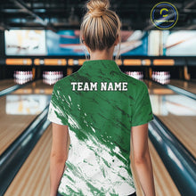 Load image into Gallery viewer, Custom White And Green Splatter Women Polo Bowling League Shirt Team Bowler Outfits IPHW11400