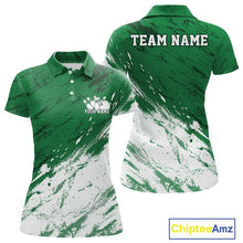 Load image into Gallery viewer, Custom White And Green Splatter Women Polo Bowling League Shirt Team Bowler Outfits IPHW11400