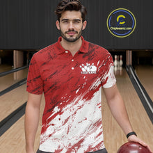 Load image into Gallery viewer, Custom White And Red Splatter Men Polo Bowling League Shirt Team Bowler Outfits IPHW11401