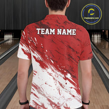 Load image into Gallery viewer, Custom White And Red Splatter Men Polo Bowling League Shirt Team Bowler Outfits IPHW11401