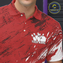 Load image into Gallery viewer, Custom White And Red Splatter Men Polo Bowling League Shirt Team Bowler Outfits IPHW11401
