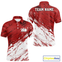 Load image into Gallery viewer, Custom White And Red Splatter Men Polo Bowling League Shirt Team Bowler Outfits IPHW11401