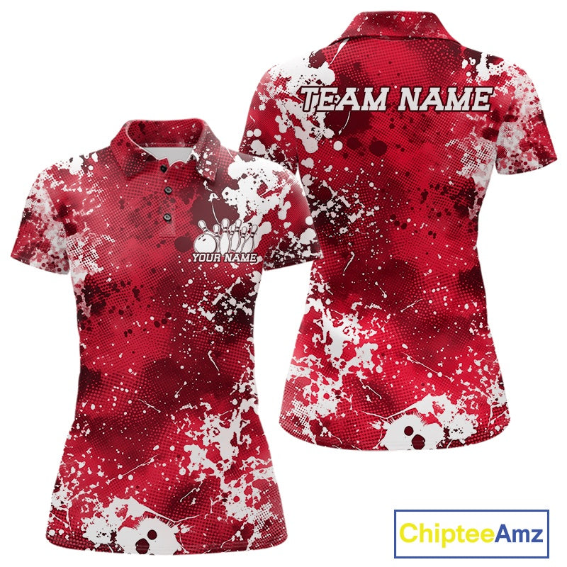 Red and white polo shirt with 'Team Name' and 'Your Name' text, Chiptee Amz branding.