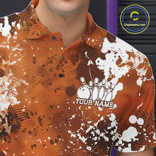 Load image into Gallery viewer, Custom Orange Splatter Camo Bowling Men Polo Shirt, Bowling Team Tournament Bowler Outfit IPHW11407