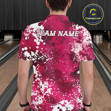 Load image into Gallery viewer, Custom Pink Splatter Camo Bowling Men Polo Shirt, Bowling Team Tournament Bowler Outfit IPHW11408
