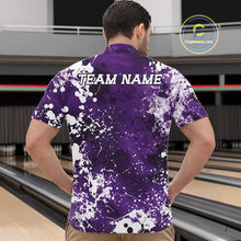 Load image into Gallery viewer, Custom Purple Splatter Camo Bowling Men Quarter-Zip Shirt, Bowling Team Tournament Bowler Outfit IPHW11409