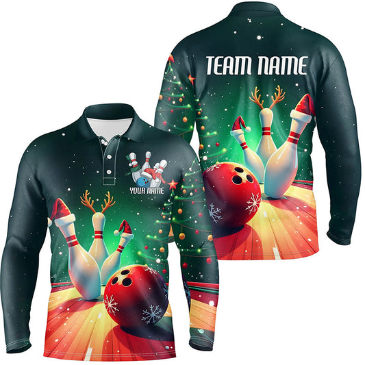Custom Christmas Bowling Shirts For Men, Bowling Team Shirt Christmas Bowling Tournament Outfits IPHW7841