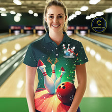 Load image into Gallery viewer, Custom Christmas Ladies Bowling Shirts, Bowling Team Shirt Christmas Bowling Outfits IPHW7841