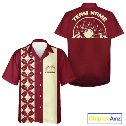 Custom Retro Style Bowling Button Up Shirt, Vintage Bowling Hawaiian Team Shirt IPHW10079