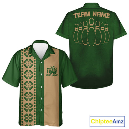 Custom Classic Retro Style Bowling Shamrock Pattern Vintage Bowling Team Shirts IPHW10081