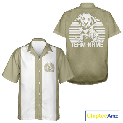 Custom Labrador Retriever Retro Button Up Bowling Shirt, Dog Bowling Shirt IPHW10220