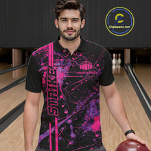 Load image into Gallery viewer, Custom Purple And Pink Splatter Camo Strike Bowling League Shirts, Men Bowling Jerseys IPHW10649