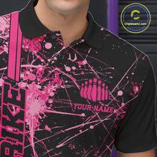 Load image into Gallery viewer, Custom Black And Pink Splatter Camo Strike Bowling League Shirts, Men Bowling Jerseys IPHW10651