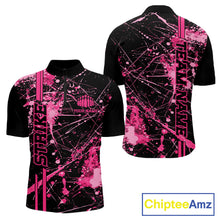 Load image into Gallery viewer, Custom Black And Pink Splatter Camo Strike Bowling League Shirts, Men Bowling Jerseys IPHW10651
