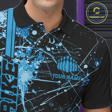 Load image into Gallery viewer, Custom Black And Blue Splatter Camo Strike Bowling League Shirts, Men Bowling Jerseys IPHW10652