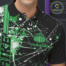 Load image into Gallery viewer, Custom Black And Green Splatter Camo Strike Bowling League Shirts, Men Bowling Jerseys IPHW10653