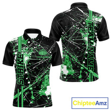 Load image into Gallery viewer, Custom Black And Green Splatter Camo Strike Bowling League Shirts, Men Bowling Jerseys IPHW10653