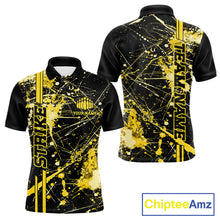 Load image into Gallery viewer, Custom Black And Yellow Splatter Camo Strike Bowling League Shirts, Men Bowling Jerseys IPHW10654