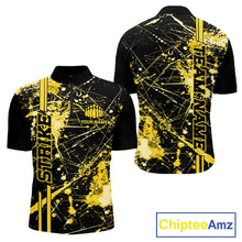 Load image into Gallery viewer, Custom Black And Yellow Splatter Camo Strike Bowling League Shirts, Men Bowling Jerseys IPHW10654