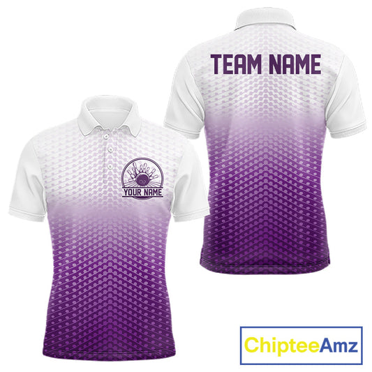 Custom Name Purple Bowling Jerseys For Men, Bowling League Polo Shirt Bowler Outift IPHW10657