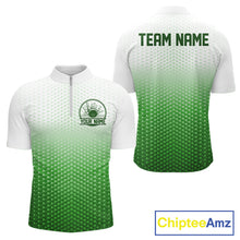 Load image into Gallery viewer, Custom Name Green Bowling Jerseys For Men, Bowling League Quarter-Zip Shirt Bowler Outift IPHW10658