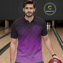 Load image into Gallery viewer, Bowling Heartbeat Pulse Line Purple Argyle Custom Bowling Team Polo Shirts For Men IPHW10665