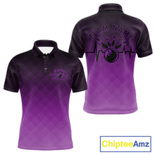 Load image into Gallery viewer, Bowling Heartbeat Pulse Line Purple Argyle Custom Bowling Team Polo Shirts For Men IPHW10665