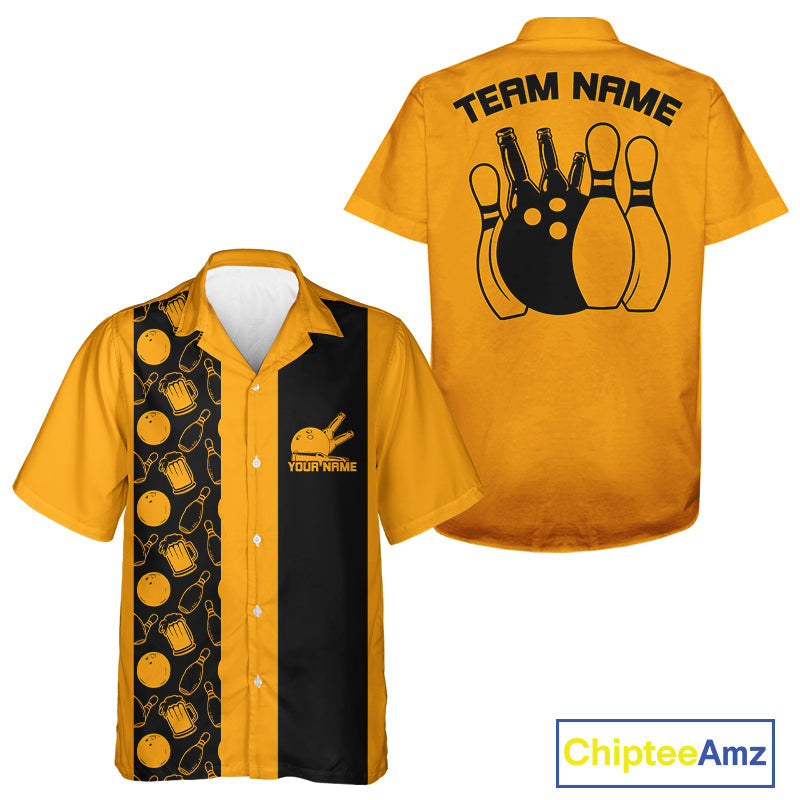Custom Vintage Bowling And Beer Men And Women Shirts, Retro Bowling Beer Shirt IPHW10084
