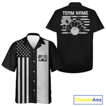 Load image into Gallery viewer, Custom Vintage US Flag Patriotic Bowling Button Up Team Shirt For Men And Women IPHW10085