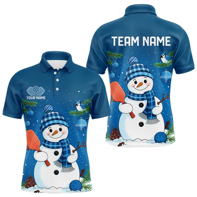 Custom Christmas Snowman Pickleball Polo Shirts For Men, Xmas Pickleball Team Shirt IPHW8091