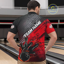Load image into Gallery viewer, Custom Red Strike Flame Bowling Quarter-Zip Shirts For Men, Bowling Team Shirt Bowlers Outift IPHW9615