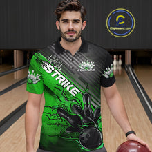 Load image into Gallery viewer, Custom Green Strike Flame Bowling Polo Shirts For Men, Bowling Team Shirt Bowlers Outift IPHW9616